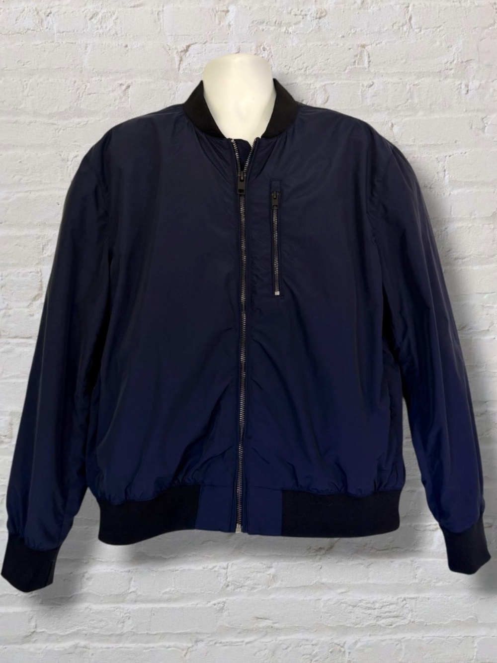 H&M Navy Bomber Jacket XL Full Zip Lightweight Flight Jacket